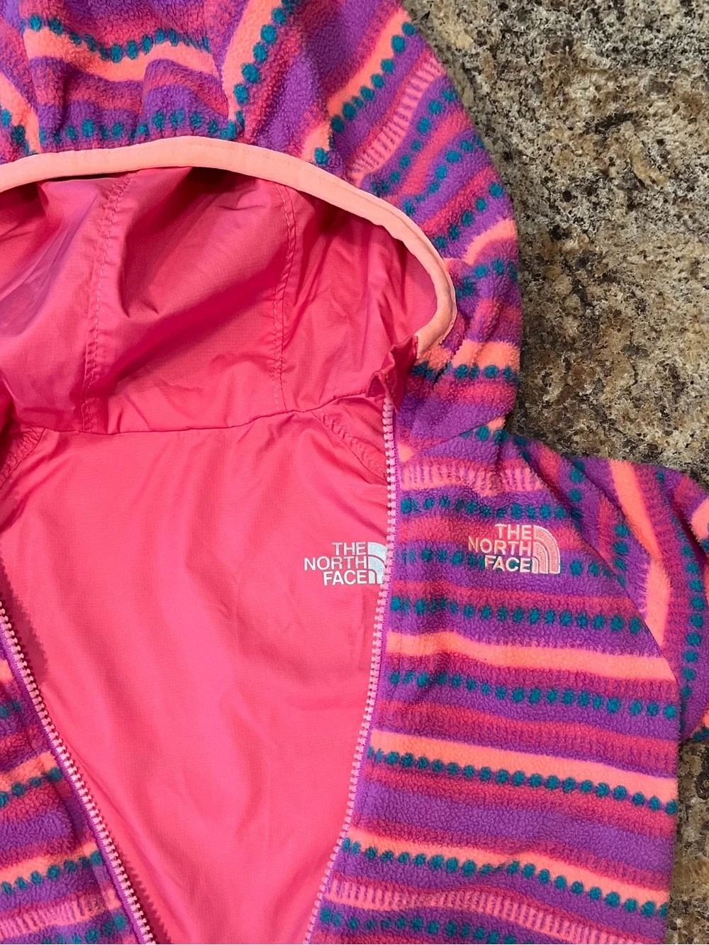 North Face Reversible Grizzly Peak Fleece Lined Wind Jacket 4T Outdoor Hiking